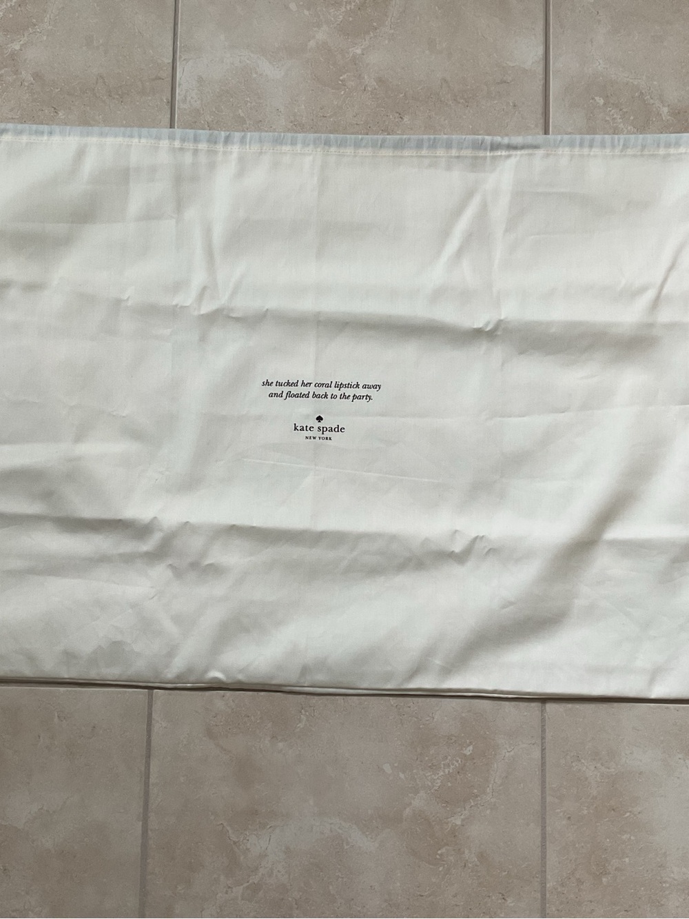 kate spade Cream Fabric Logo Pouch with Quote